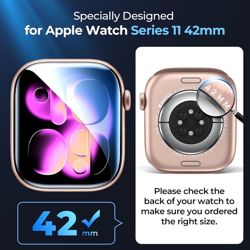 LK 8 Pack for Apple Watch Series 11 Screen Protector 42mm [Upgrade Soft TPU Film - Strong Absorption] Self-Healing, HD Ultra-Thin 42mm Screen Protector for iWatch Accessories, High Touch Screen Cover - Image 2